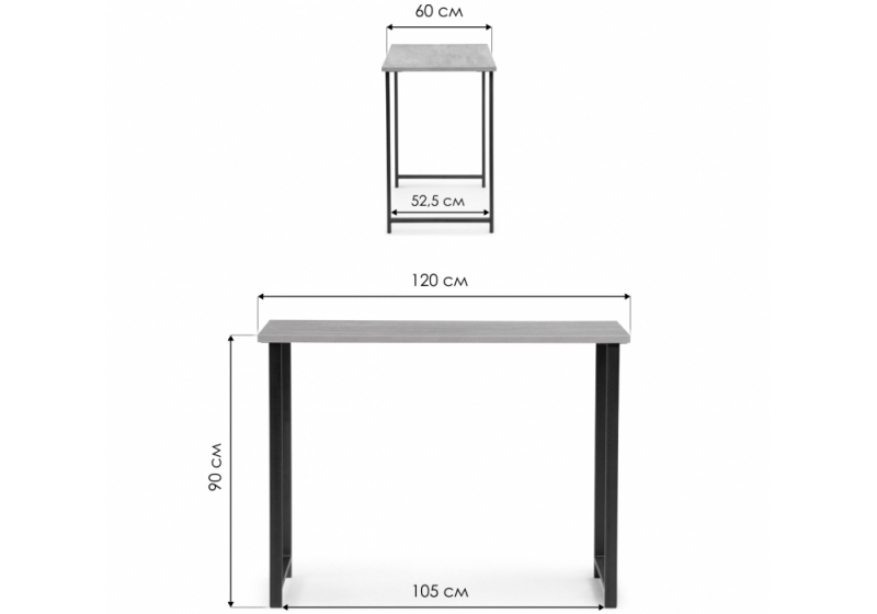Обеденный стол Дилан Лофт 120х60х90 дуб вотан (120x60x90)