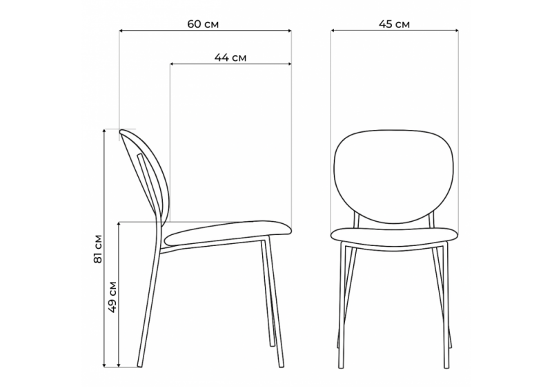 Стул на металлокаркасе Саранда графитовый / черный глянец (45x60x81)