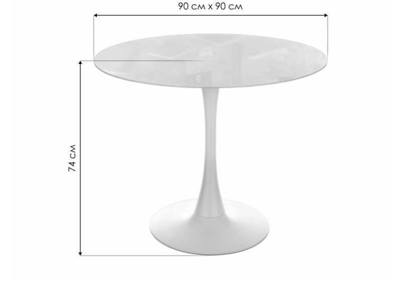Стол стеклянный Tulip 90 super white glass (90x74)