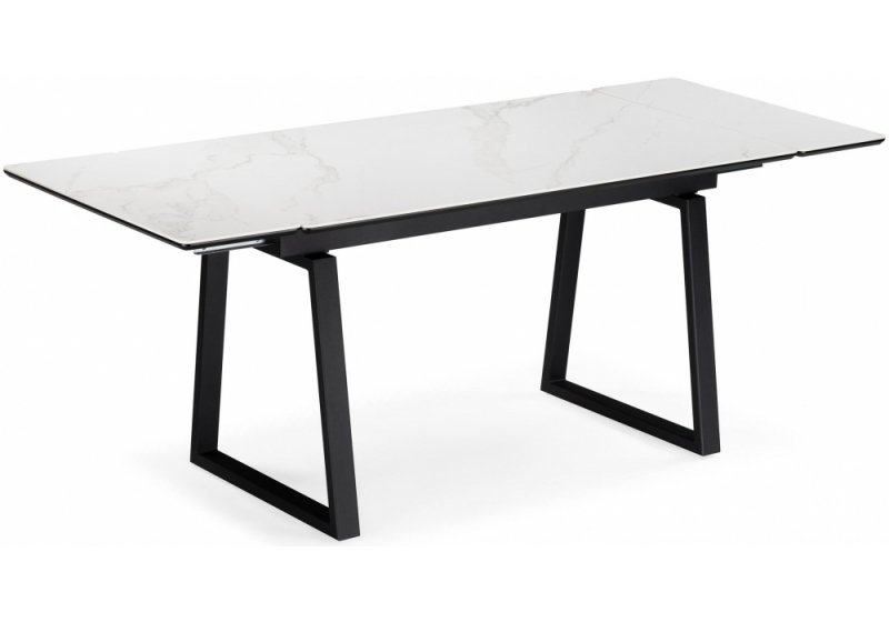 Керамический стол Джек 140(200)х80 белый мрамор alpin white / черный (80x75). 