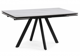 Керамический стол Вилли 140(200)х80 белый мрамор snow white / черный (80x75)