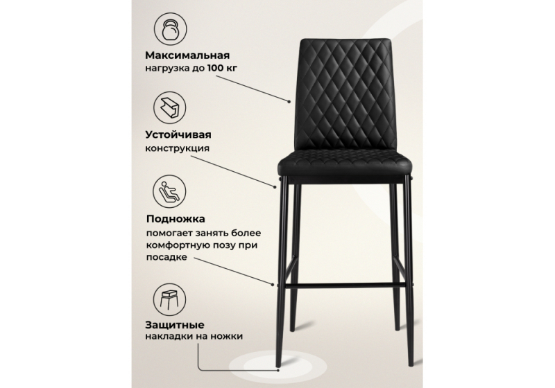 Барный стул Teon black / black (41x50x100)